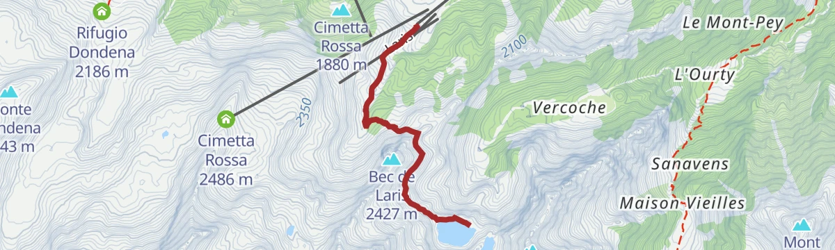 Route map: Lago Vercoche (Laris)